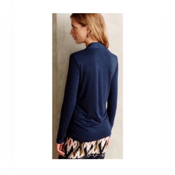 Anthropologie DOLAN Faux Wrap Navy Long Sleeve Top. Size XL. SKU 48 - Picture 3 of 10